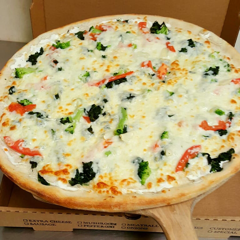 Savor our white pizza