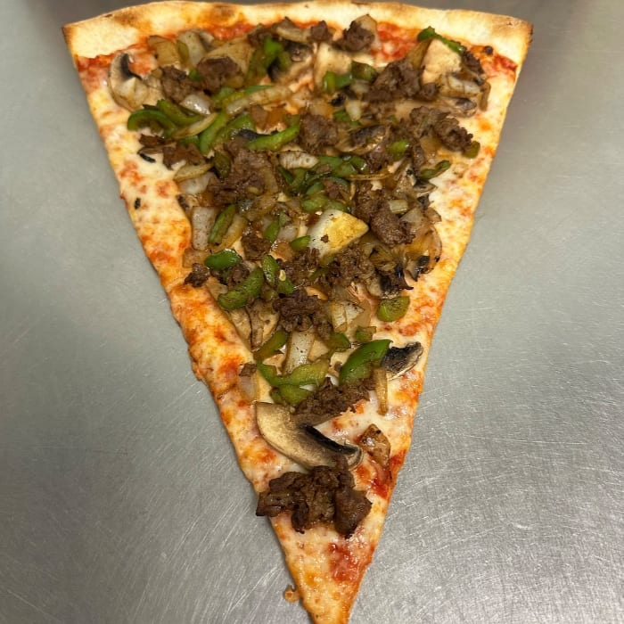 Philly Steak Pizza Slice.