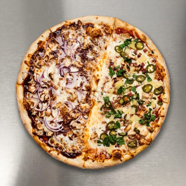 Spicy Hawaiian Chicken Gluten Free Pizza.