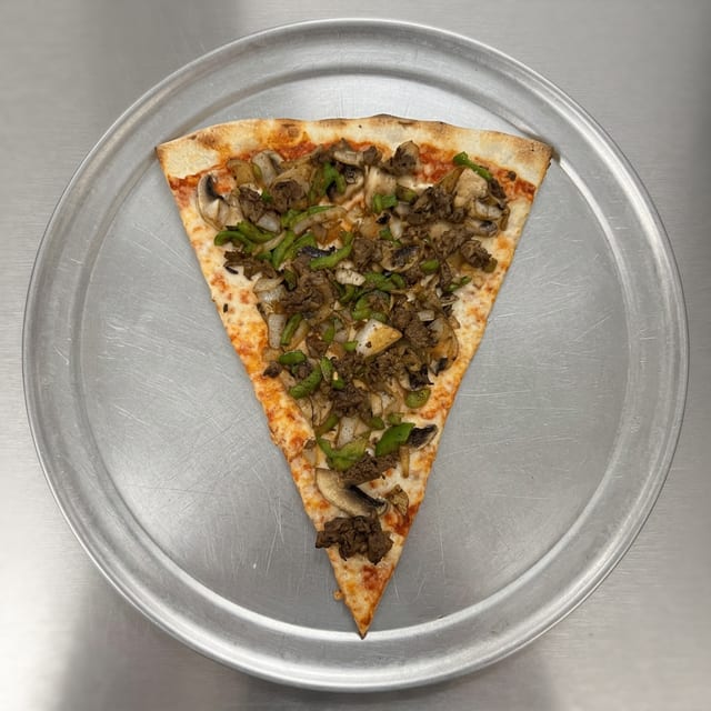 Philly Steak Pizza Slice.